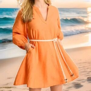 Tommy Bahama Coastalina Dress 100% Linen‎ 3/4 Puff Slv Women's Size XXS NWT $158